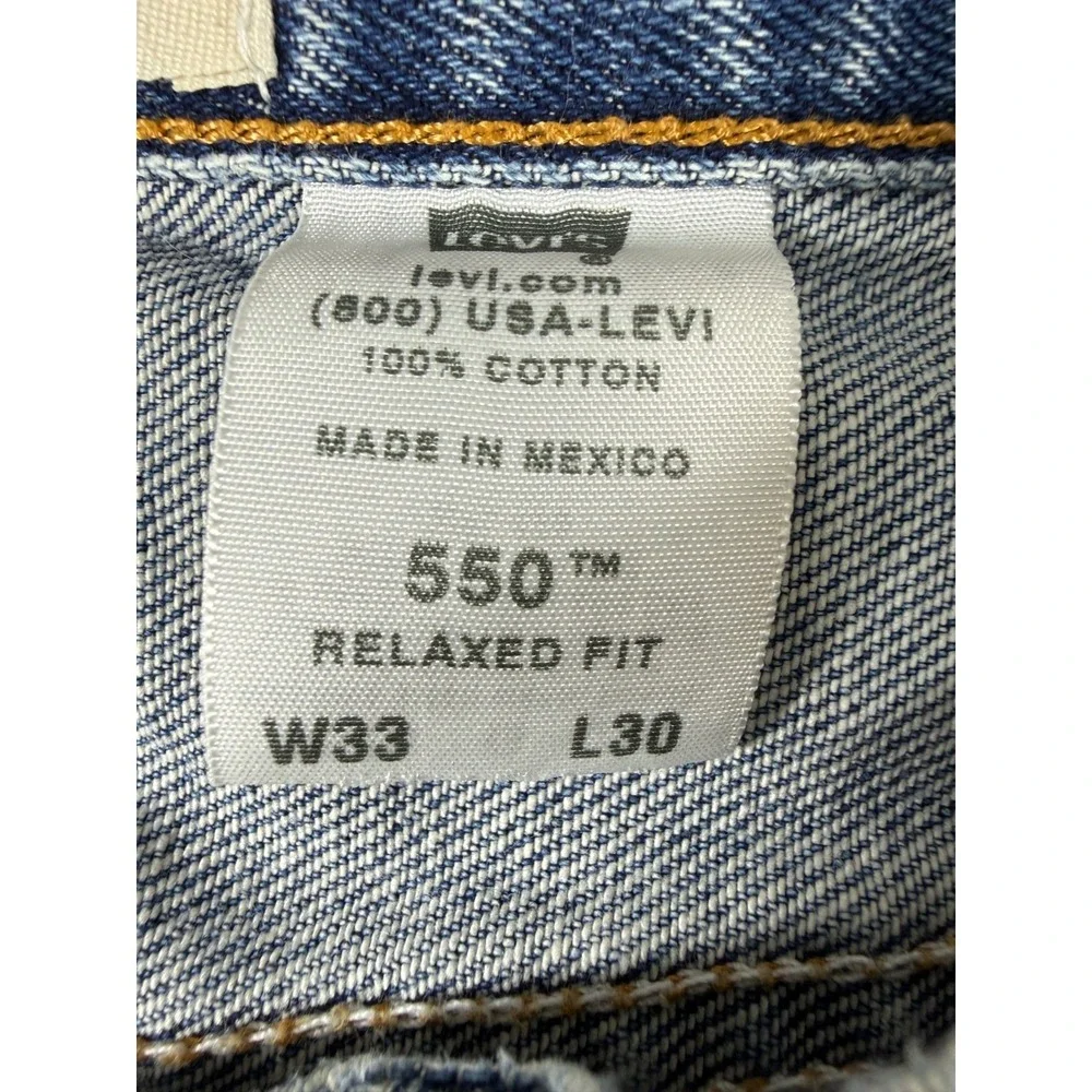 Levi's 550 Relaxed Fit Straight Leg Denim Jeans Mens 33x30 (Measures 30x28)